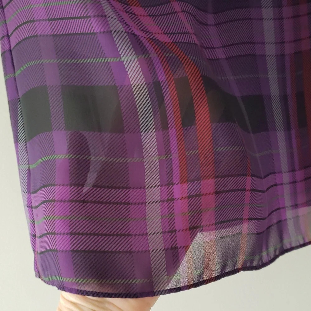 Lauren Ralph Lauren Sleeveless Plaid Blouse 4 Semi-sheer Office Career Academia - Picture 4 of 14